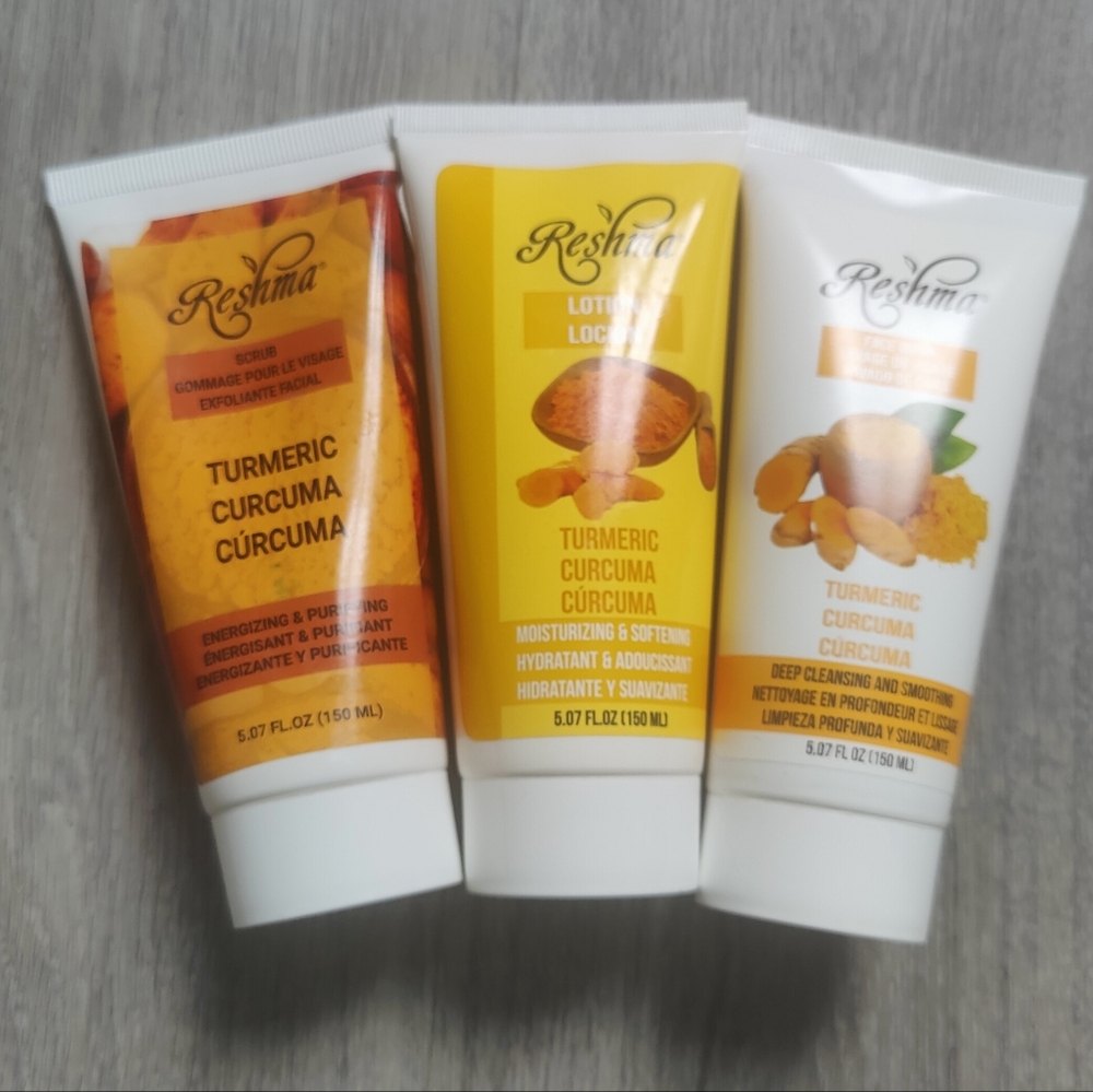 NEW Reshma Tumeric Facial Wash, Scrub and Lotion.